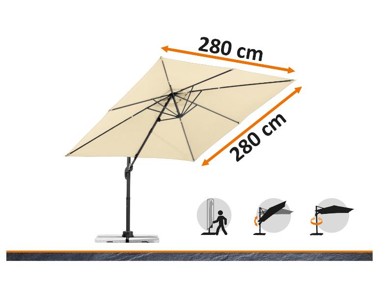 Parasol met een diameter van 280 cm en verstelbare functies