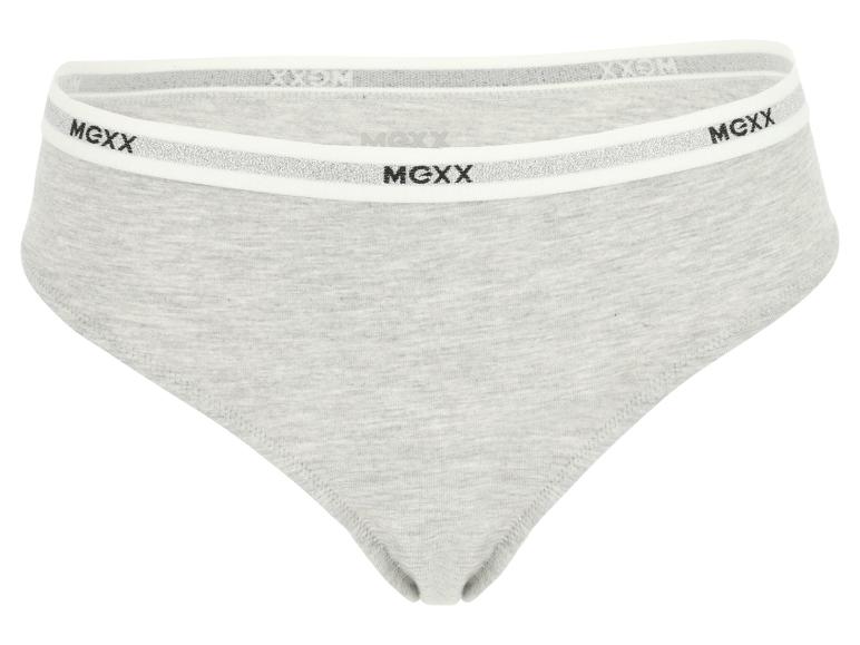 Grijze damesonderbroek met wit en zilveren MGXX-logo op de tailleband