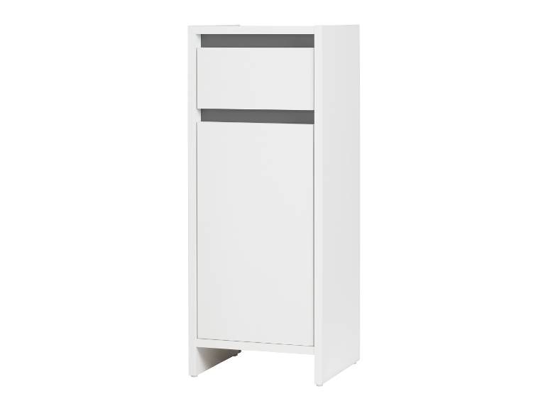 Witte kast met een lade en een deur.