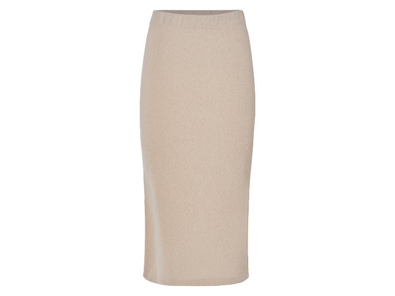Lange beige gebreide rok.