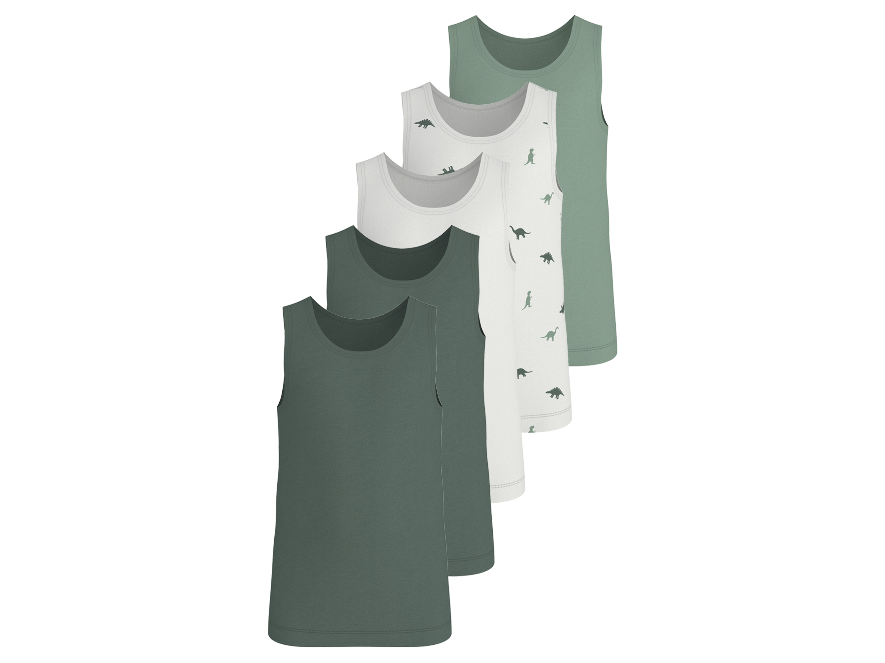 LUPILU Set van 5 kinder hemden (patroon/groen/wit, 98/104)