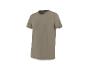 Eenvoudig effen kaki T-shirt met ronde hals en korte mouwen.