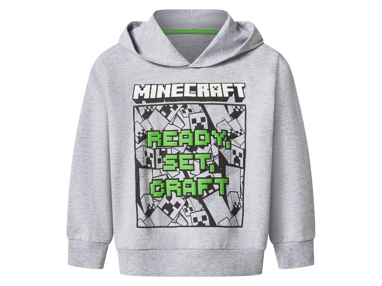 Grijze Minecraft kinderhoodie met de tekst 'READY, SET, CRAFT'