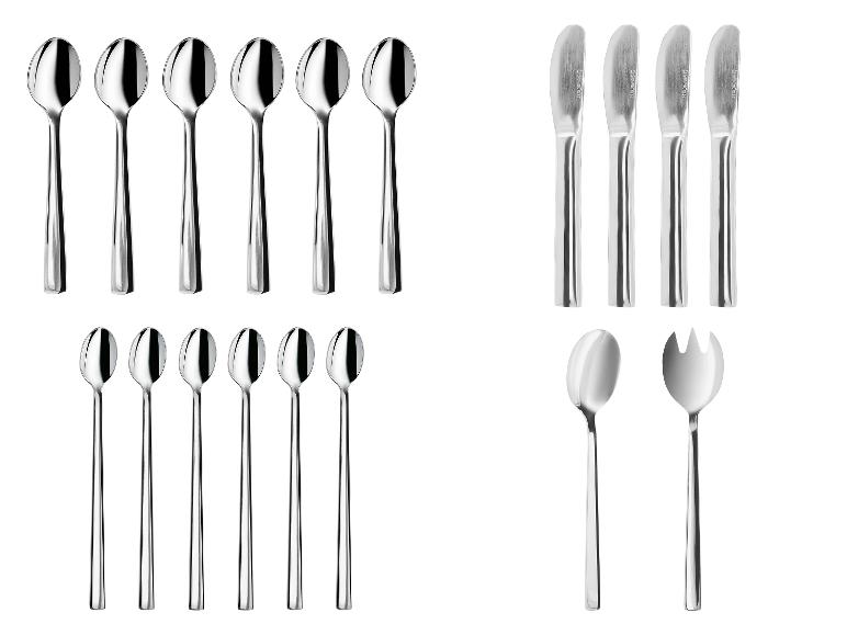 Roestvrijstalen bestekset inclusief lepels, messen en serveerbestek.