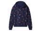 Donkerblauwe hoodie met rood en roze zuurstokkenpatroon