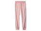 Roze fluwelen broek met elastische tailleband en manchetten.