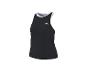 Zwart dames mouwloos shirt met witte bies en logo