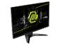 Zwarte gamingmonitor met groen verlicht scherm, vanuit een hoek bekeken.