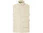 Beige gewatteerd vest met ritssluiting aan de voorkant.