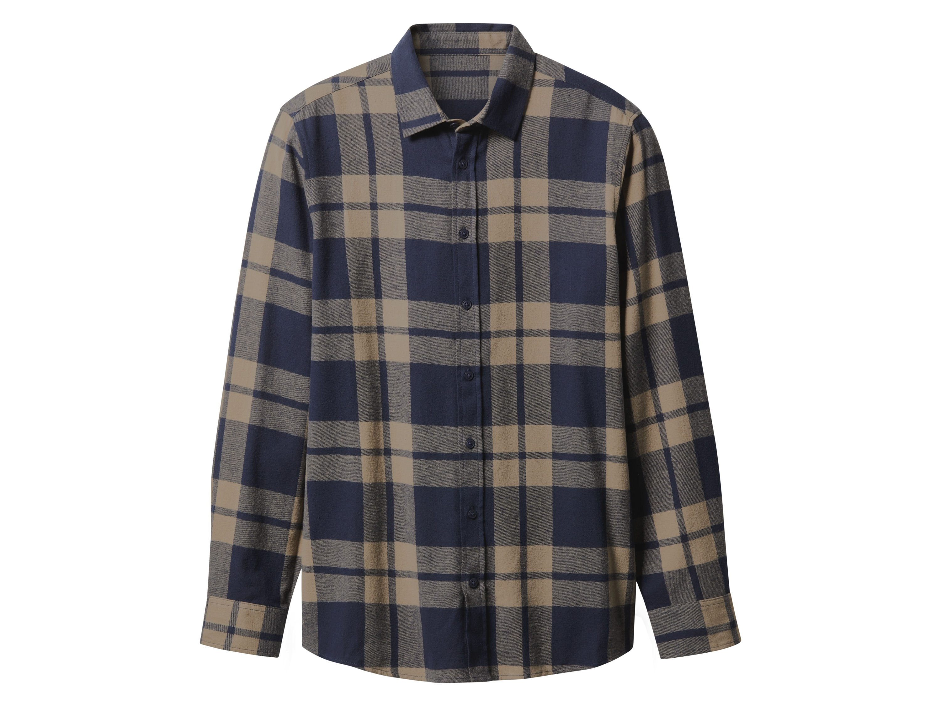 esmara Men Flanellen heren overhemd (Grote ruiten/marineblauw/bruin, L (41/42))