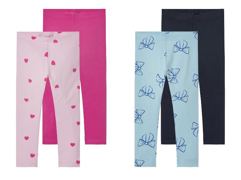 Leggings voor meisjes: twee paar, met hartjes en strikjes print.