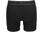 Zwarte herenboxershort met een geribbelde tailleband en een dunne grijze streep.