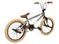 Grijze BMX-fiets met bruin zadel en banden