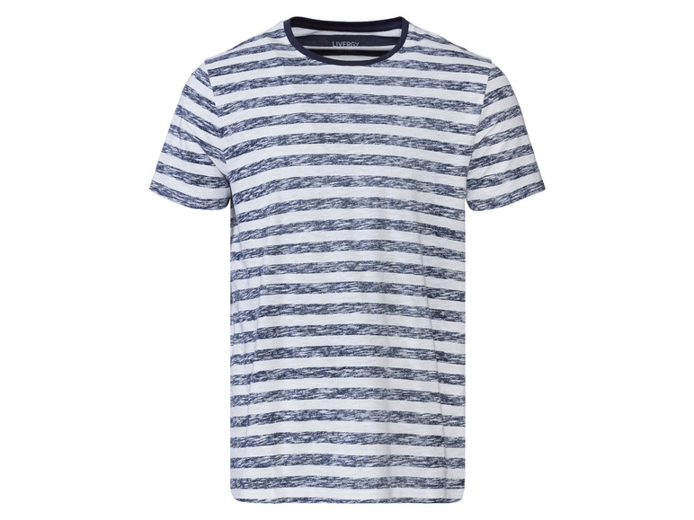 Wit-blauw gestreept T-shirt met korte mouwen van Livergy.