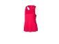 Rode dames sporttop met zwart logo op de zoom.