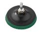 Zwarte schuurpad met groene schijf, op een witte achtergrond.