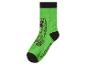 Groene sok met een zwart gepixelde karakterontwerp en zwarte hiel-/teenaccenten.