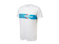 Wit T-shirt met blauwe streep en Mistral logo.