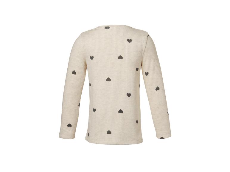 Wit shirt met lange mouwen en grijze hartjesprint.