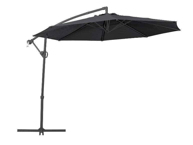 Donkergrijze zweefparasol met stevige voet