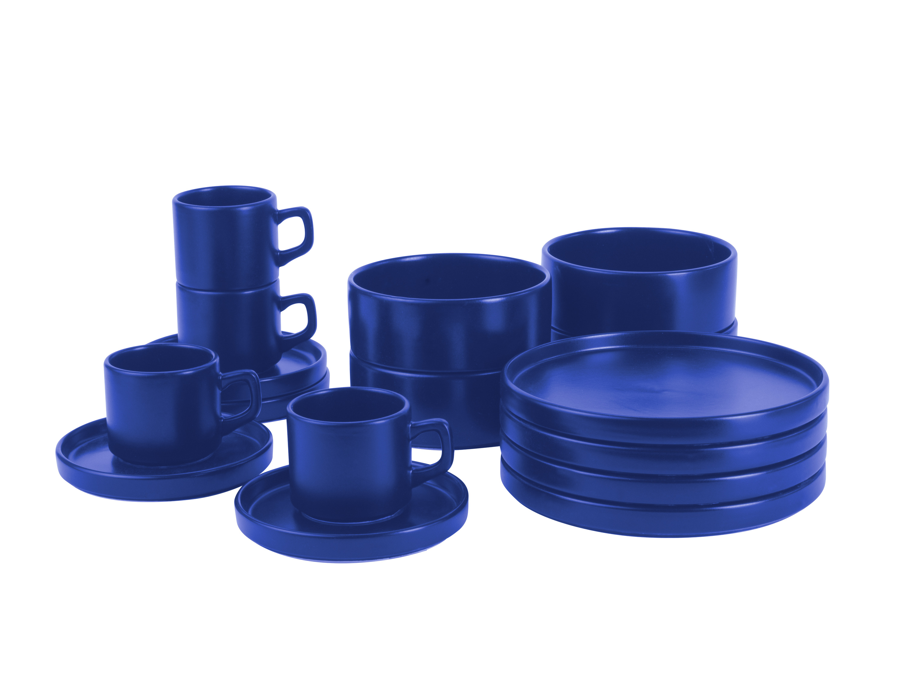 MÖVENPICK Scandinavisch servies van aardewerk, 16-delig. (Blauw)
