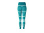 Turquoise leggings met geometrisch patroon.
