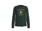 Donkergroen shirt met lange mouwen, peperkoekmannetje en bakkerij-opdruk.