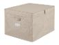 Beige opbergbox met handvat en label
