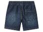 Donkerblauwe denim shorts met elastische tailleband en achterzak.