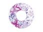 Opblaasbare zwemband met paarse en witte bloemenprint.