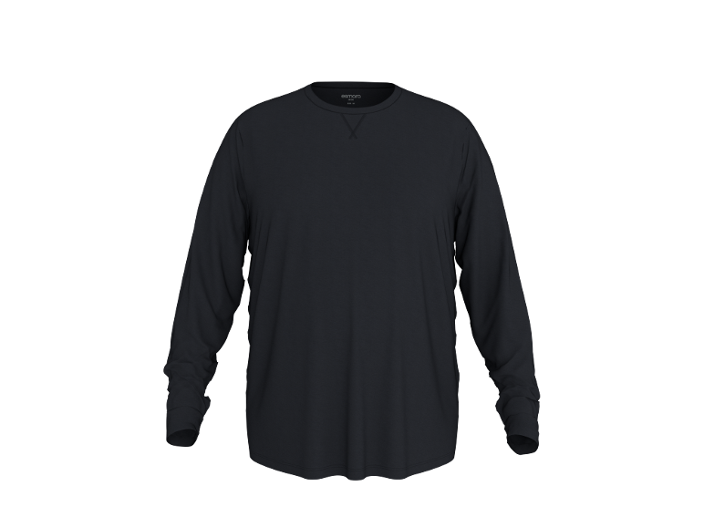 Zwart heren T-shirt met lange mouwen en ronde hals.