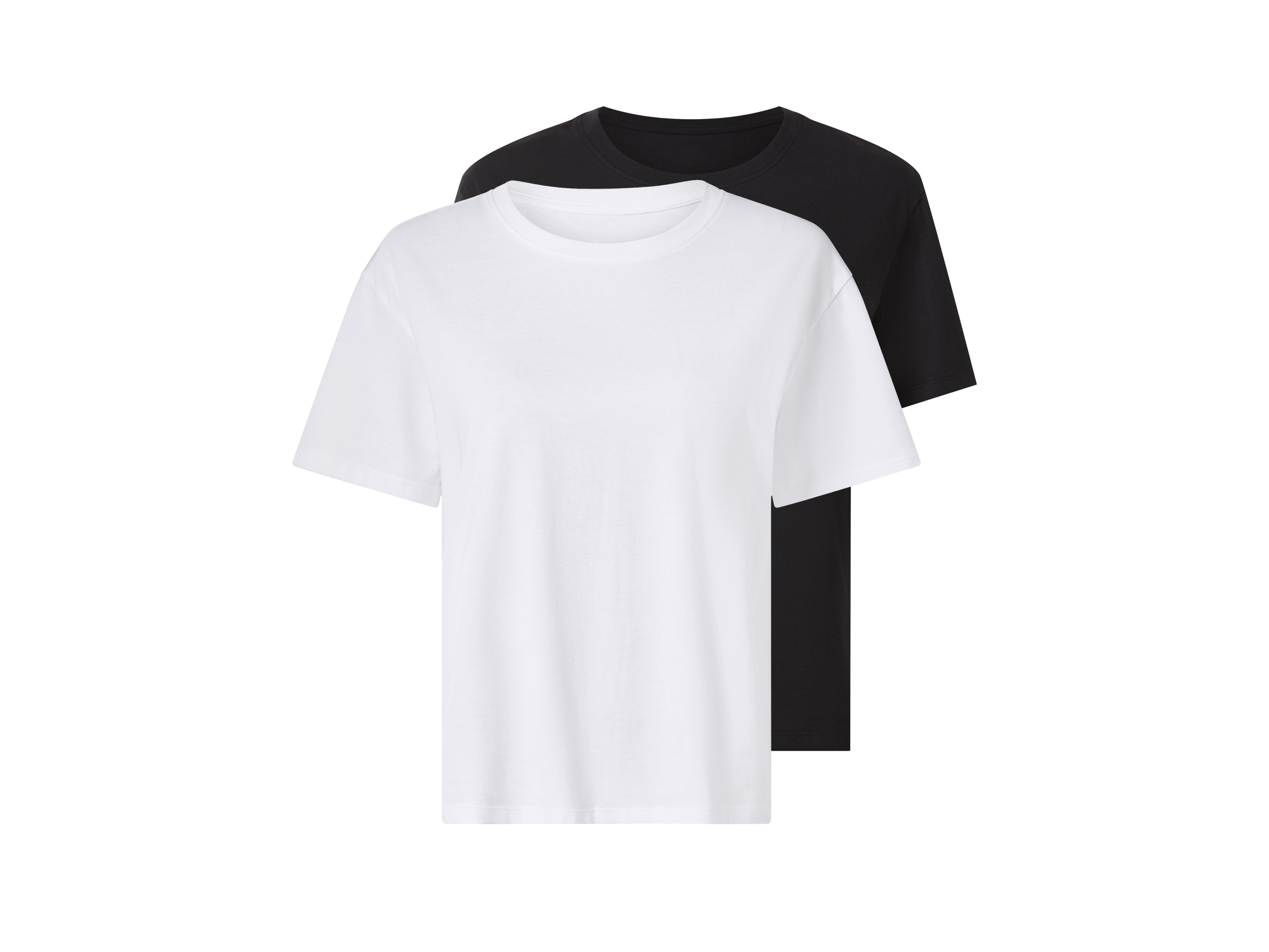 esmara Set van 2 dames T-shirts (Zwart/wit, M (40/42))
