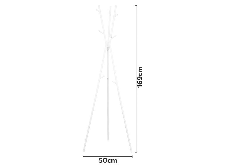Witte kapstok met afmetingen 169 cm (hoogte) x 50 cm (breedte).