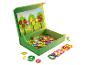 Houten doos met magnetische fruit-, cijfer- en wiskundesymbolen voor kinderen.