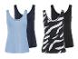 Twee effen en twee zebraprint tanktops.