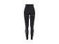 Zwarte naadloze sportlegging met grijze gestreepte details.