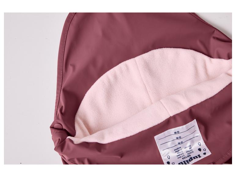 Roze Lupilu regenpak voor kinderen, gevoerd met zacht fleece.