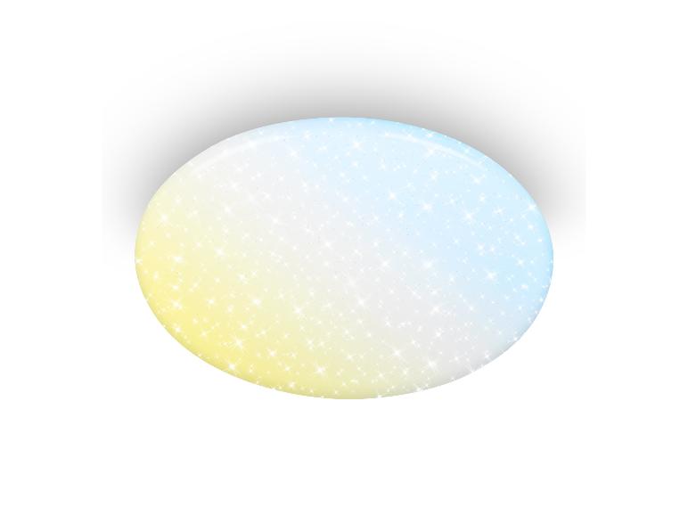 Glanzende glitter schijf, verloop van geel naar blauw, met schaduw.