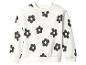 Wit sweatshirt met zwarte bloempatronen.