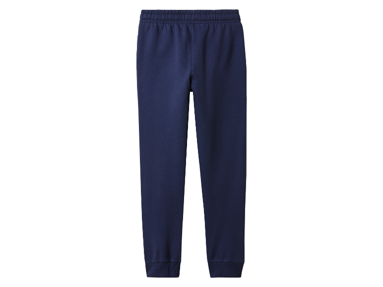 Donkerblauwe kinderjoggingbroek.