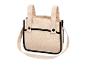 Beige stoffen tas met zwarte randen en handvatten