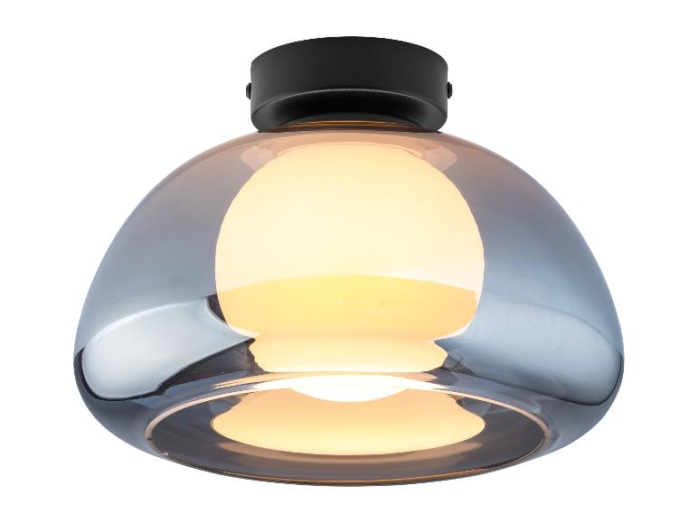 Moderne design plafondlamp met rookglas kap.