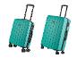 Turquoise koffers, cabine en grote maat.