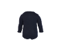 Donkerblauwe babybody met lange mouwen, achteraanzicht