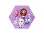 Paarse zeshoekige Gabby's Dollhouse tegel met Gabby en haar kattenvrienden