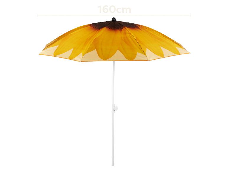 Strandparasol met zonnebloemontwerp, 160 cm breed.