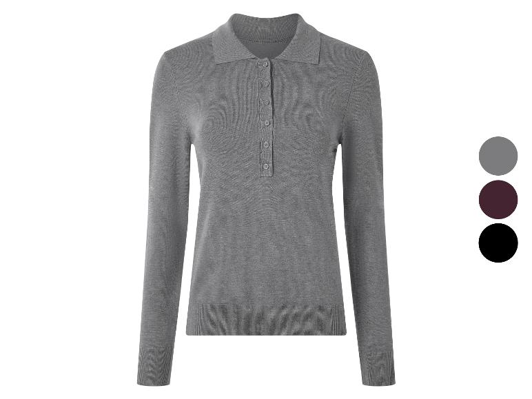 Grijze longsleeve polo met knoopsluiting en kraag.