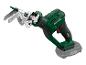 Een groene Parkside accu-zaag met een zaagblad