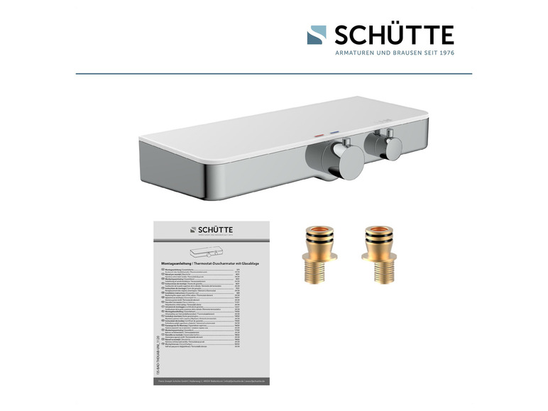 Douchethermostaat met glazen plank van Schütte met twee knoppen