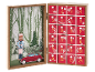 Houten adventskalender met 24 lades en een wintertafereel met een Notenkraker en auto.